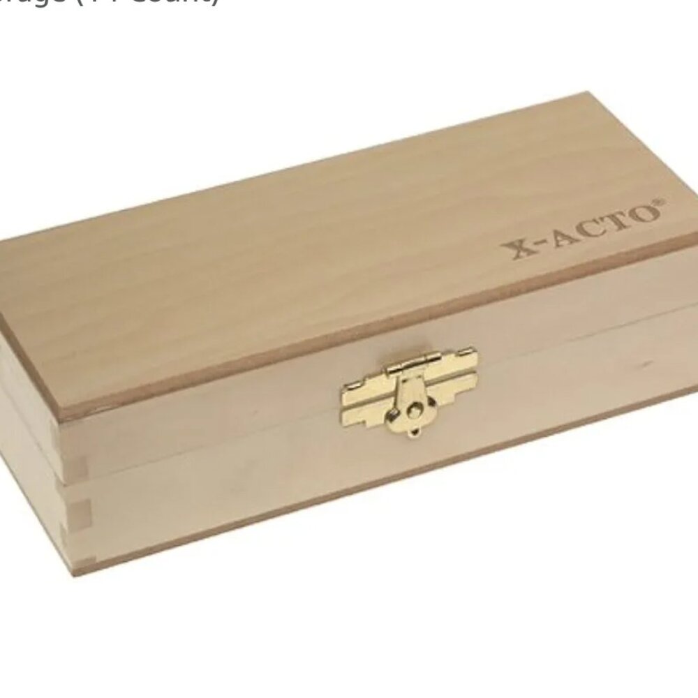 X-ACTO BASIC KNIFE SET-3PRECISION KNIVES-10 PRECISION BLADES-WOODEN CHEST - Picture 2 of 9